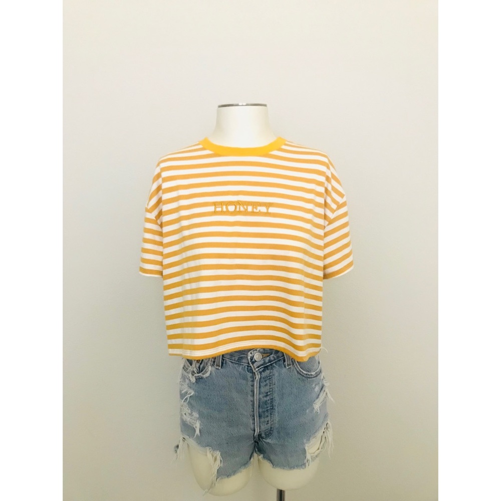 Striped Cropped T-Shirt - ‘Honey’